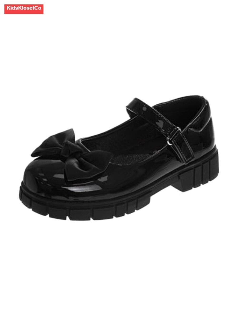 Girls chunky Mary Jane faux patent leather school uniform dress shoes
